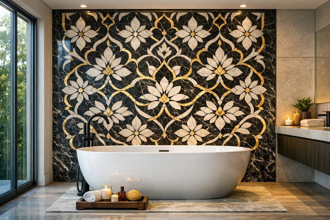 Discover the Exquisite Mireya Noir Triano Marble Mosaic - Zicana Boutique