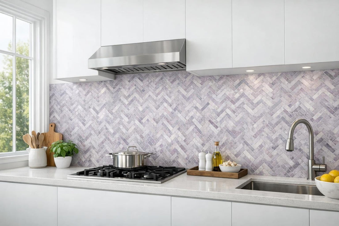 Discover Thin Herringbone Lilac Marble Mosaic: Artistic Tile Tips - Zicana Boutique