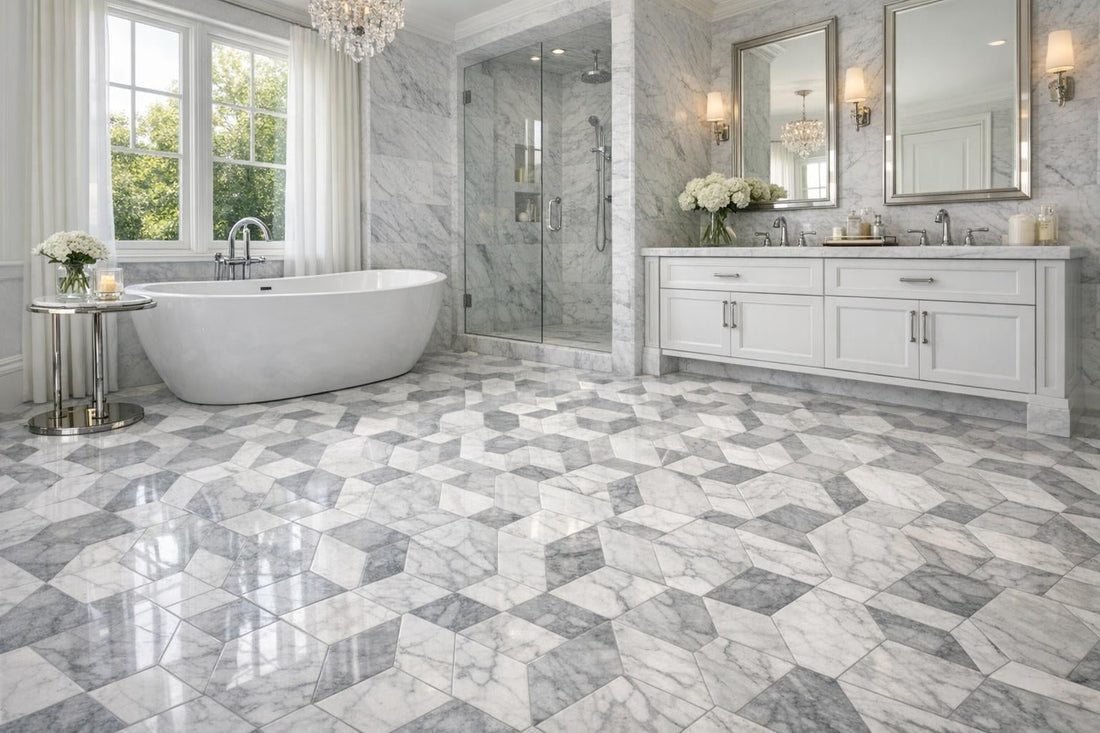Discover Timeless Elegance: Altura Statuary Hexagon Marble Mosaic - Zicana Boutique
