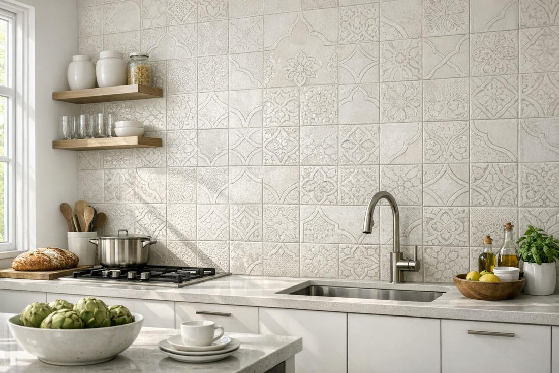 Discover Trastevere White Tile: Elevate Designs with Artistic Tile - Zicana Boutique