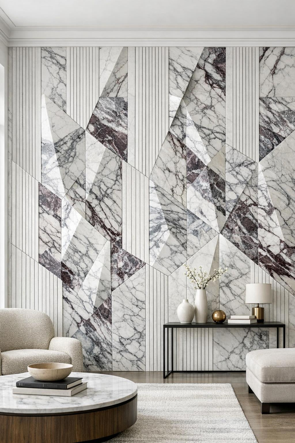 Discover Zicana's Dimensional Marble: Thassos & Capraia Elegance - Zicana Boutique