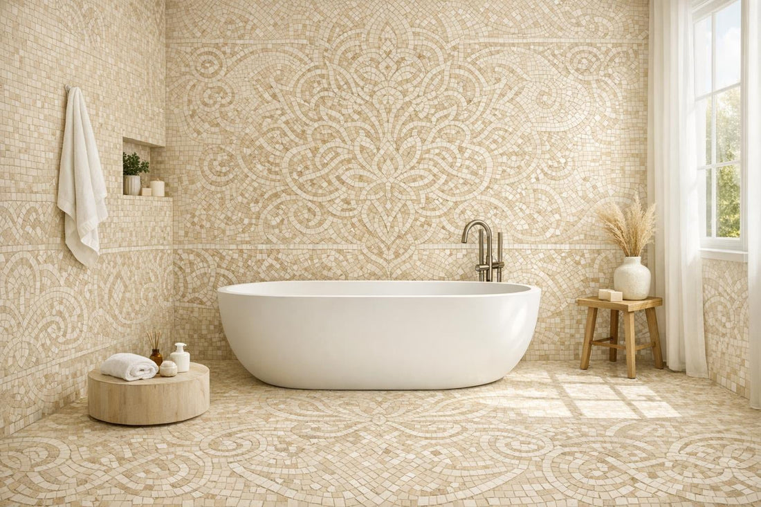 Doge Cream Mosaic Artistic Tile: Elevate Your Space Elegantly - Zicana Boutique