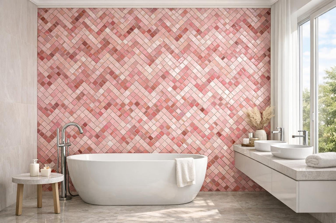 Double Check Pink Mosaic Tile: Artistic Inspiration for Professionals - Zicana Boutique