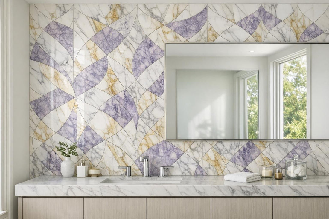 Duo by Alison Rose: Elevate Spaces with Calacatta Gold/Lilac. - Zicana Boutique
