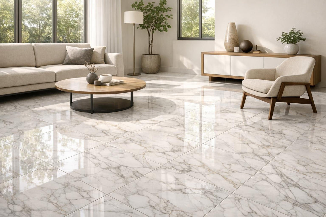 Elegance of Asian White Polished Marble Field Tile 18"x18" - Zicana Boutique