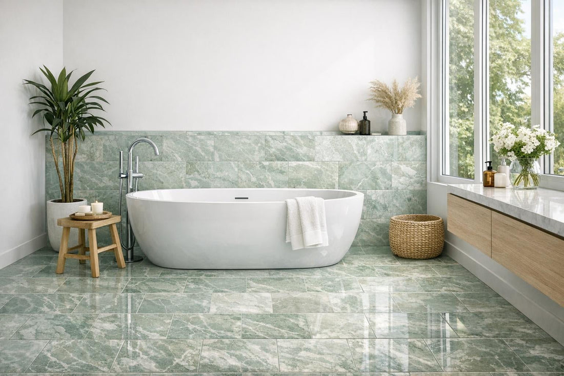 Elegance Redefined: Ming Green Polished Marble Tile Guide - Zicana Boutique
