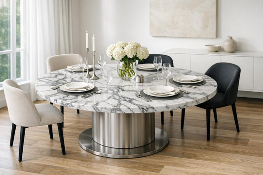 Elegance Transformed: Copernico Round Dining Table in Marble Couture - Zicana Boutique