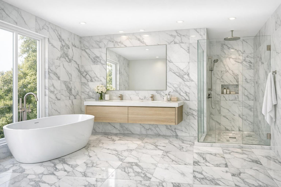 Elegance Unveiled: Calacatta Caldia Marble Field Tile Guide - Zicana Boutique