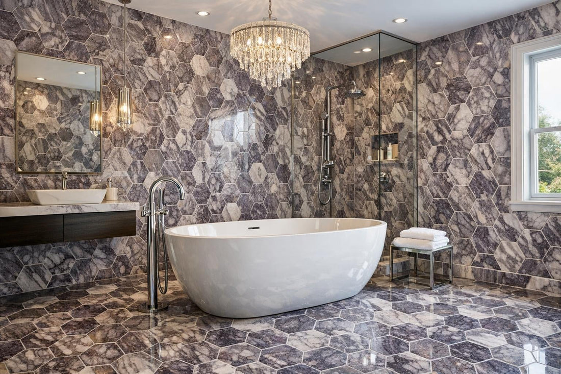Elegant Afyon Violet Hexagon Marble: Zicana’s Premier Choice - Zicana Boutique
