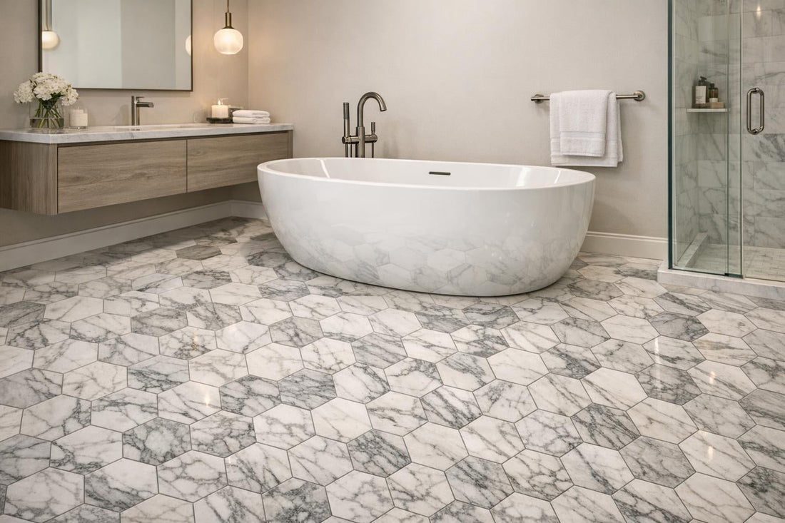Elegant Arabescato Marble Hexagon Tile for Luxury Homes - Zicana Boutique