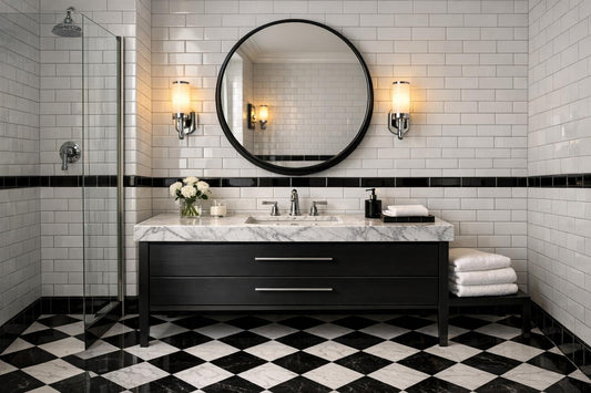 Elegant Bathroom Tiles: Mastering White and Black Designs - Zicana Boutique
