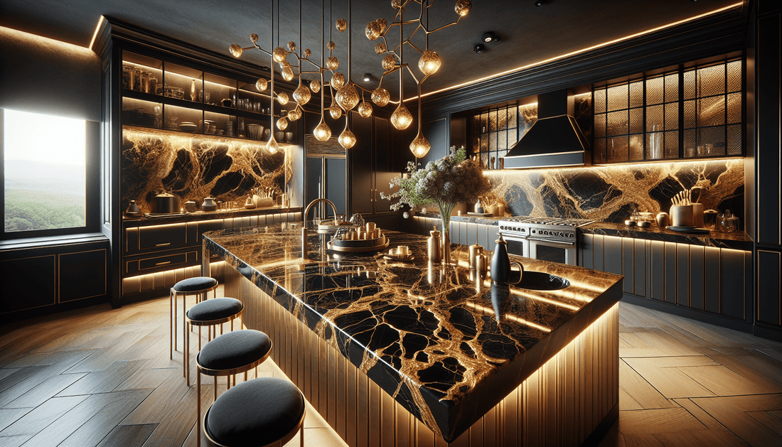 Elegant Black and Gold Granite Countertops for Luxurious Homes - Z Boutique by Marble Couture