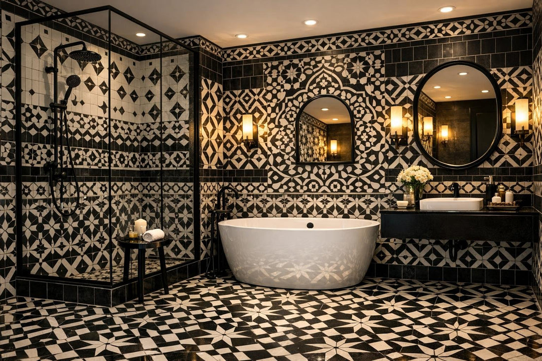 Elegant Black and White Tile Ideas for Luxurious Bathrooms - Zicana Boutique