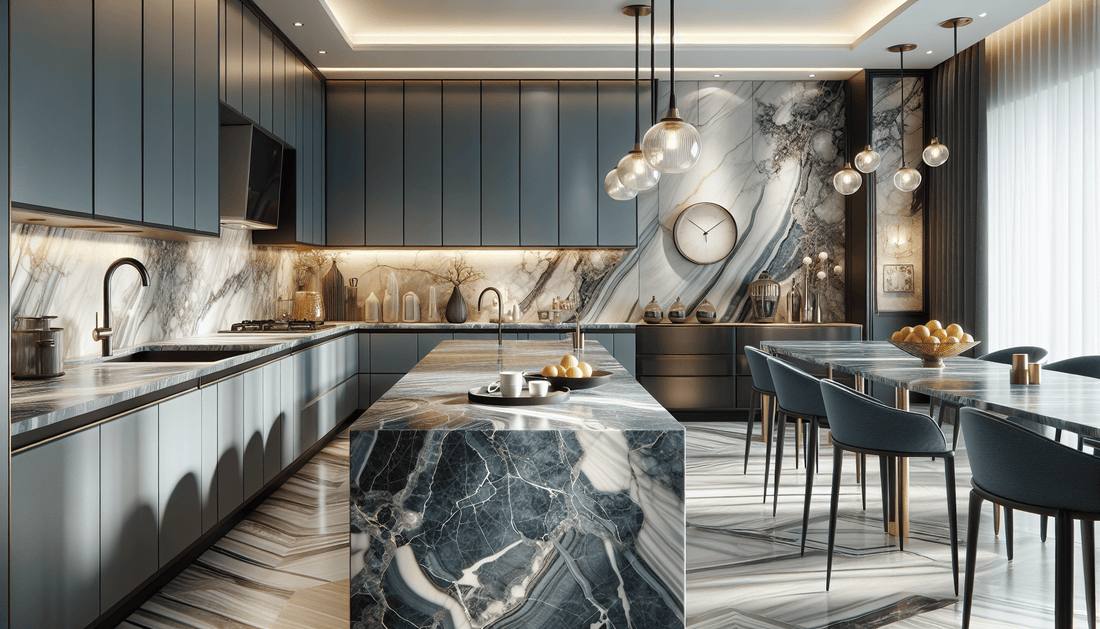 Elegant Blue Marble Laminate Countertops for Luxury Home Design - Zicana Boutique