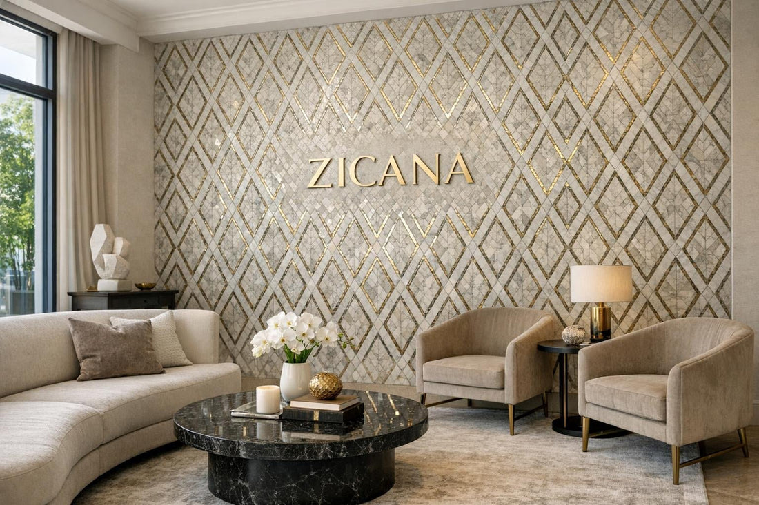 Elegant Decova Legno Diamond Marble Mosaics at Zicana - Zicana Boutique