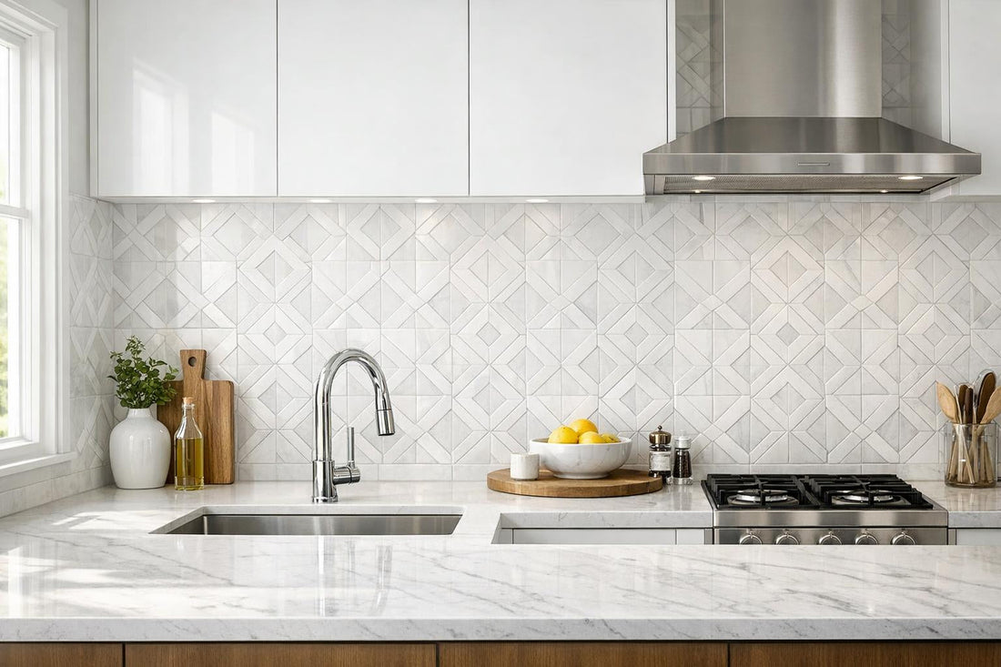 Elegant Design with Callen Ice White Waterjet Tile - Zicana Boutique