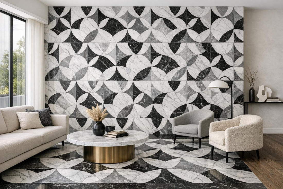 Elegant Design with Umbraline Moon Geometric Waterjet Tile - Zicana Boutique