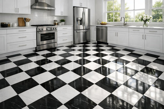 Elegant Floor Tiles: Black and White Design Mastery - Zicana Boutique