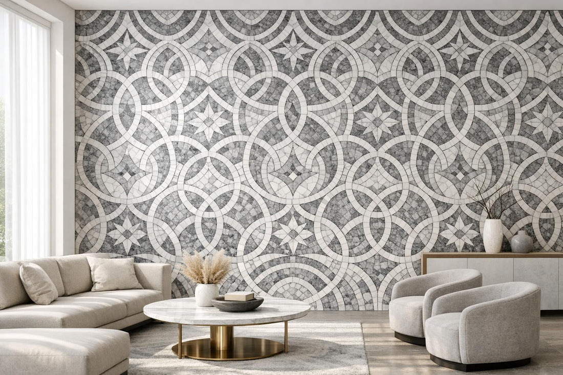 Elegant Geometric Marble Mosaics: Transia Janice by Zicana - Zicana Boutique