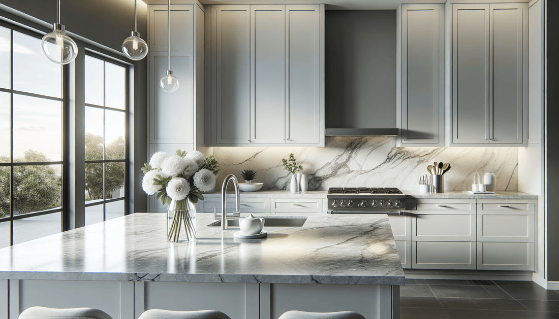 Elegant Gray Quartz Countertops for Stunning White Cabinet Designs - Zicana Boutique