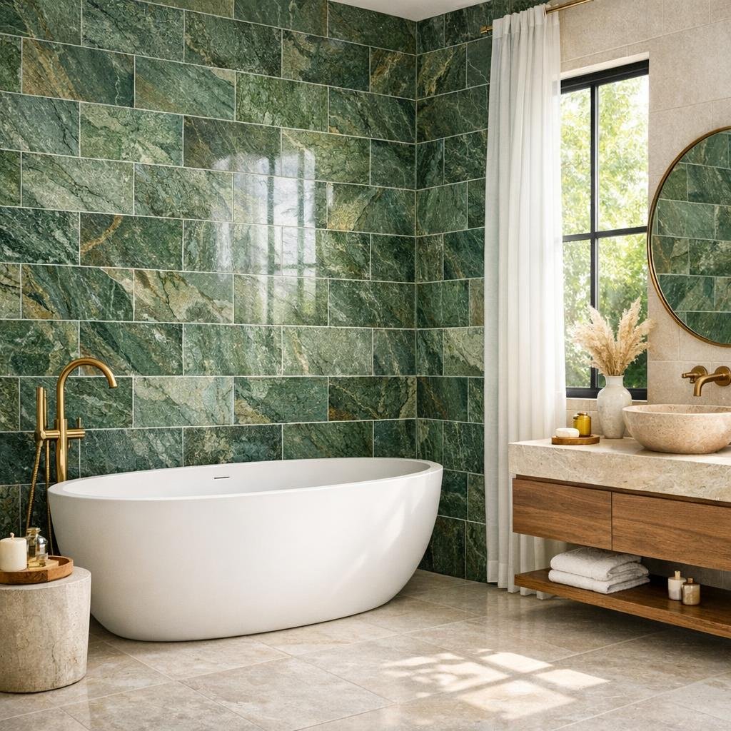 Elegant Green Bathroom Tile: Transform Spaces with Natural Stone - Zicana Boutique
