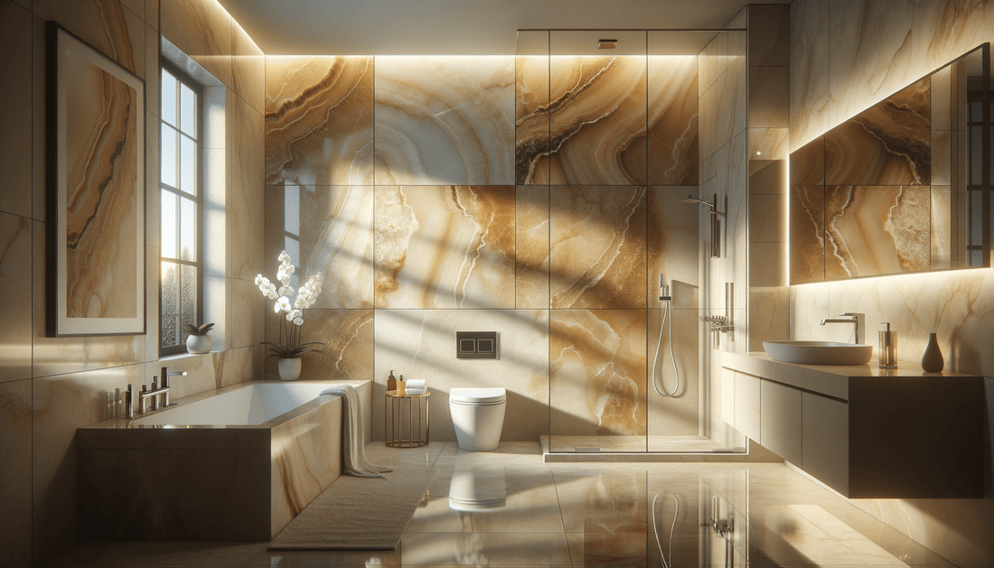 Elegant Honey Onyx Tile Solutions at Zicana Boutique - Zicana Boutique