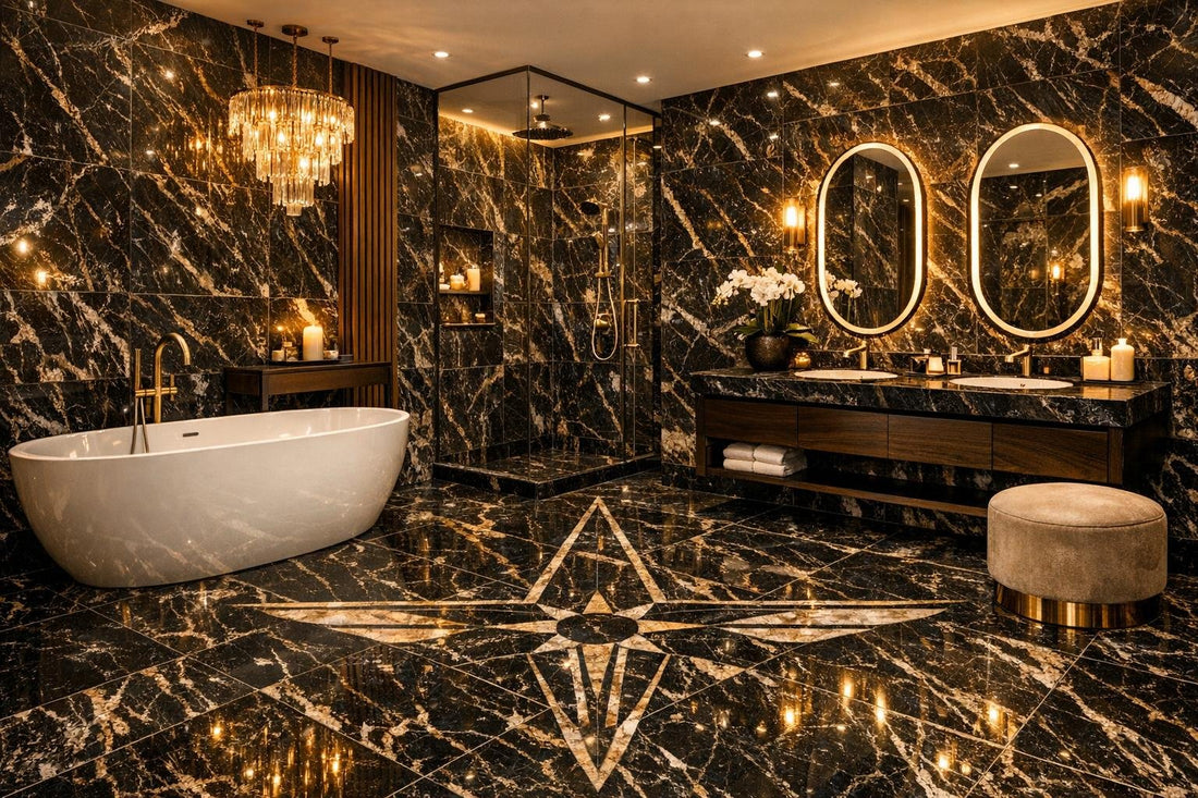 Elegant Ideas with Grand Tour Aviator Nero Marble Tile - Zicana Boutique