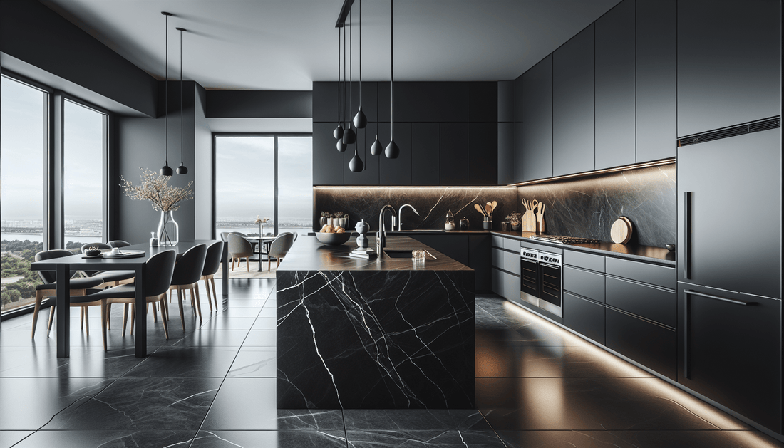 Elegant Matte Black Granite Countertops: A Chic Home Transformation - Z Boutique by Marble Couture