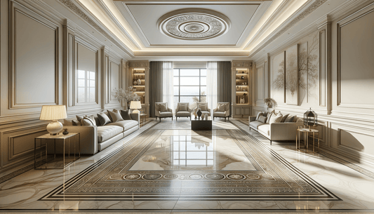 Elegant porcelain slabs with border elevate luxury interior designs - Zicana Boutique