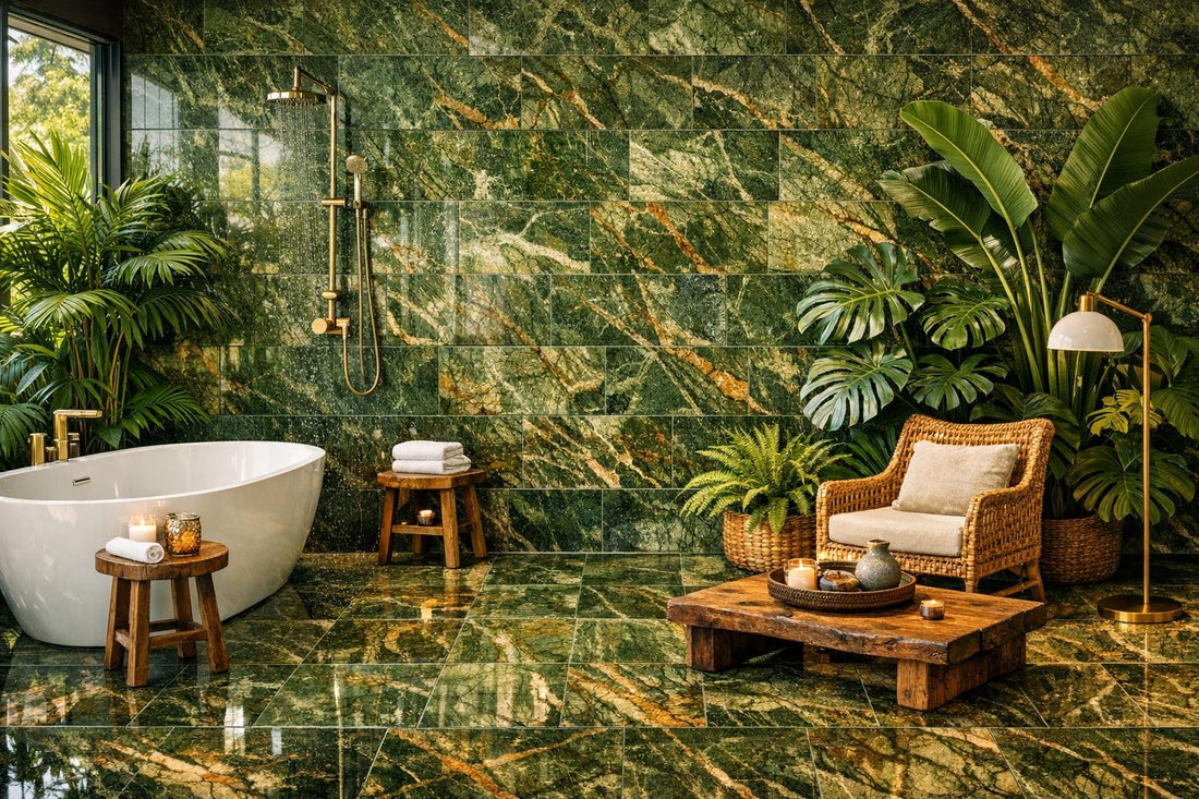 Elegant Rain Forest Green Polished Marble at Zicana Boutique - Zicana Boutique