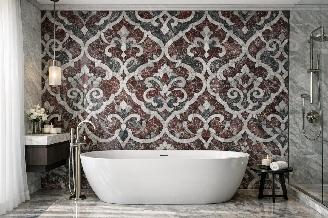 Elegant Ruby Elis Gris Marble Waterjet Solutions - Zicana Boutique