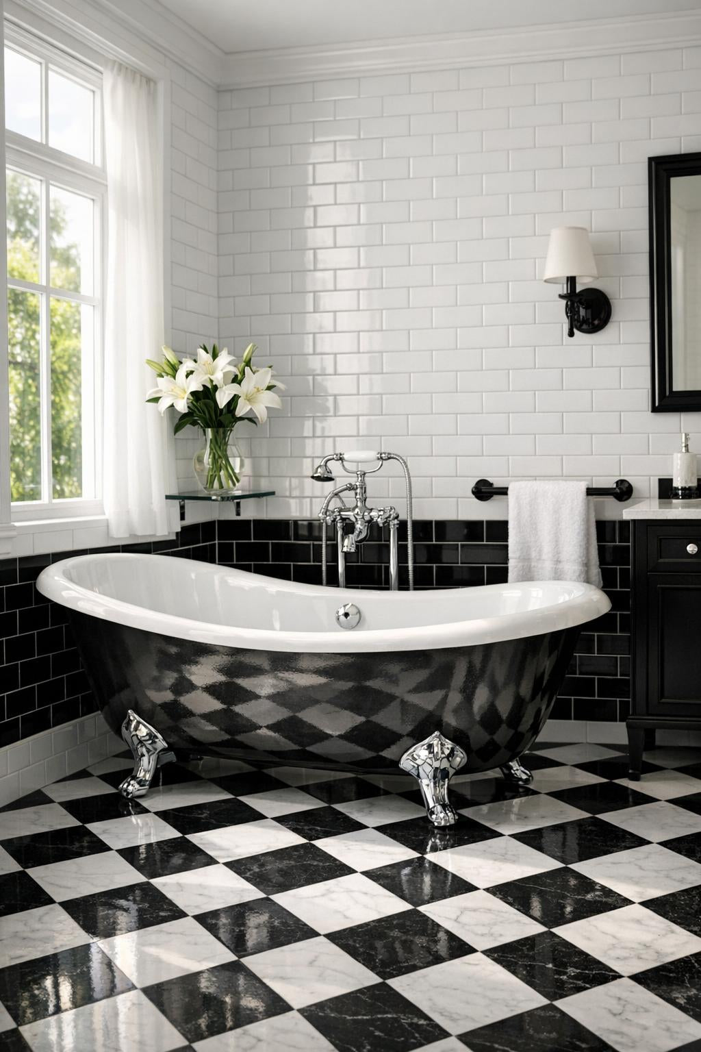 Elegant Solutions for Black and White Tile Bathroom Designs - Zicana Boutique