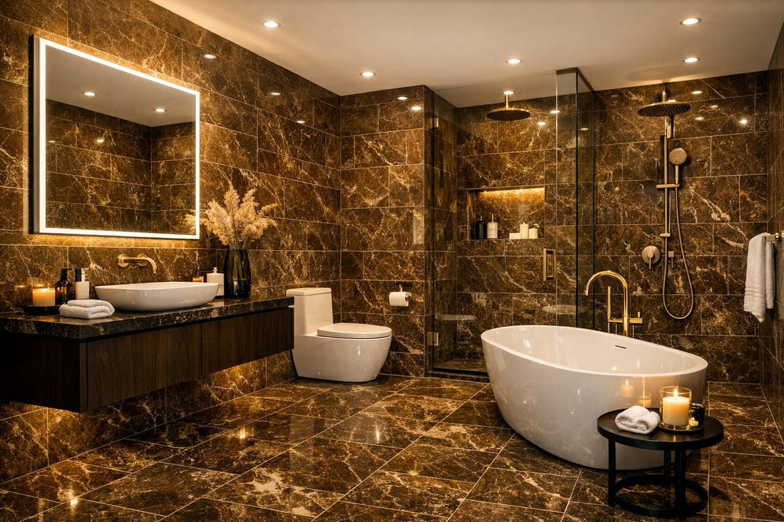 Elegant Solutions with Imperial Brown Marble Tile - Zicana Boutique