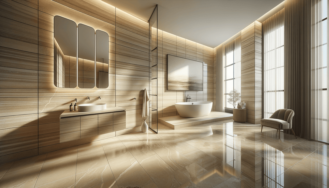 Elegant Spaces with Lt. Cappuccino Onyx Tiles 12"x12" - Zicana Boutique