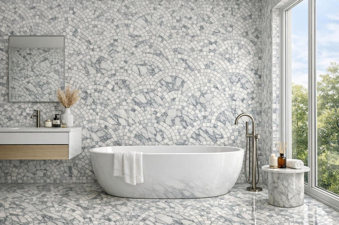 Elegant Statuary Marble Mosaic: Transform with Artistic Tile - Zicana Boutique