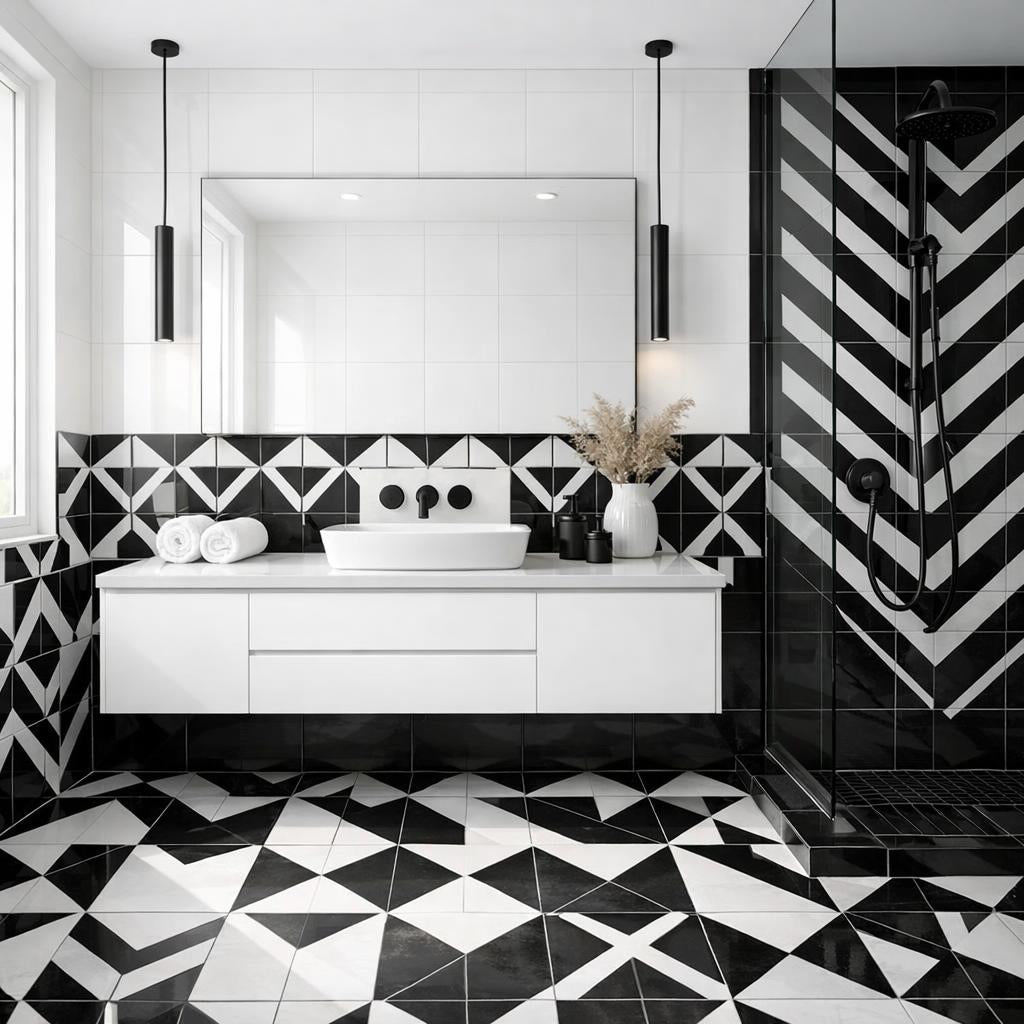 Elegant White and Black Tile Bathroom Design Tips - Zicana Boutique