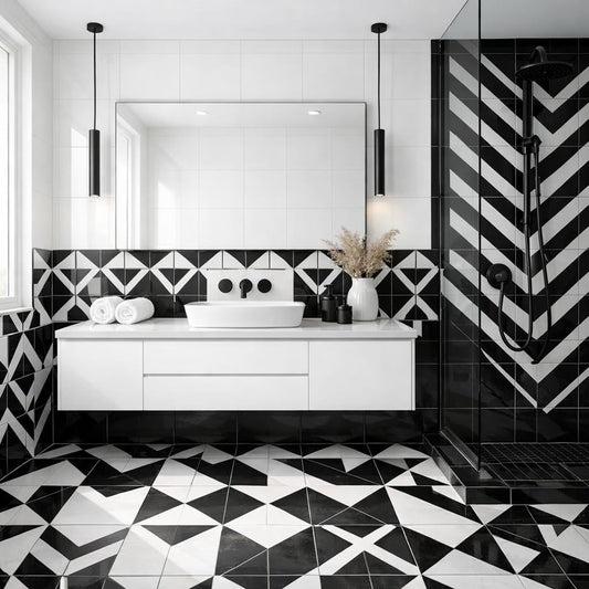 Elegant White and Black Tile Bathroom Design Tips - Zicana Boutique