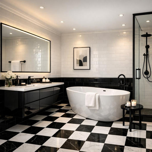 Elegant White Black Tiles: Transform Your Bathroom Design - Zicana Boutique