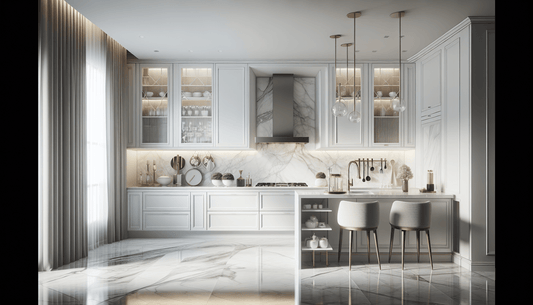 Elegant White Cabinets and Marble Countertops for Luxe Interiors - Z Boutique by Marble Couture