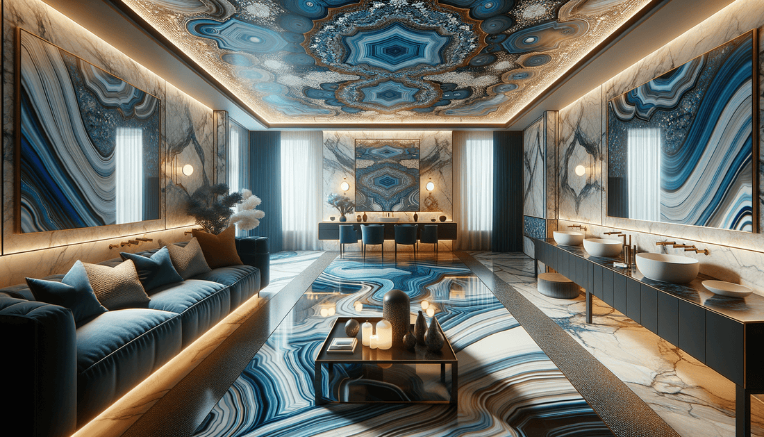Elegantly Transform Spaces with Blue Agate Onyx Raphael Tile - Zicana Boutique