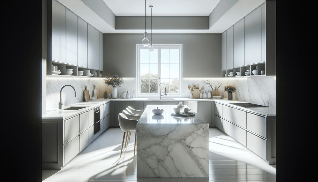 Elevate Aesthetics: White Quartz Countertops and Grey Cabinets Guide - Zicana Boutique