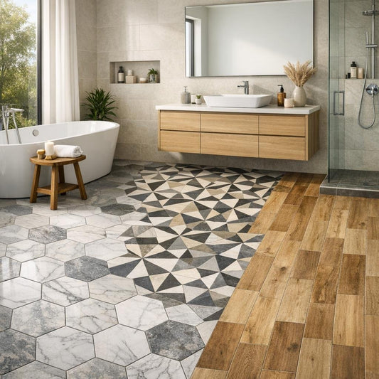 Elevate Bathroom Style: Innovative Tile Floor Ideas - Zicana Boutique