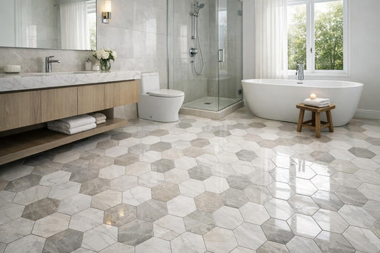 Elevate Bathrooms: Elegant Hexagon Floor Tile Solutions - Zicana Boutique