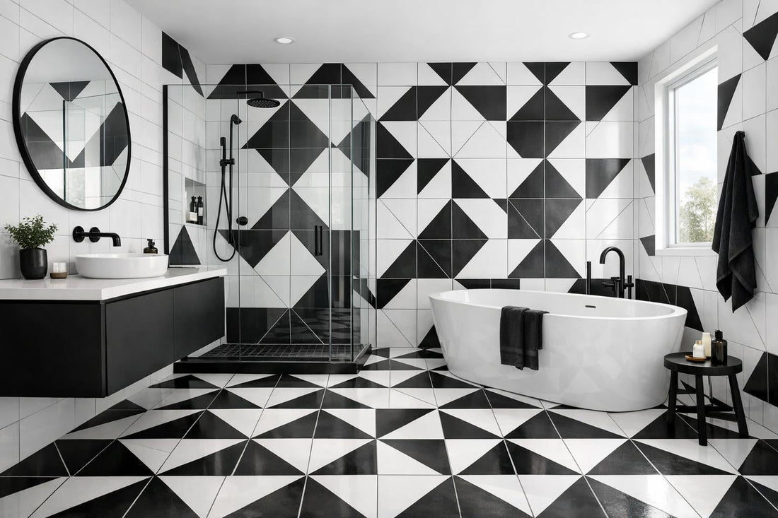 Elevate Bathrooms with Black White Tile Elegance - Zicana Boutique
