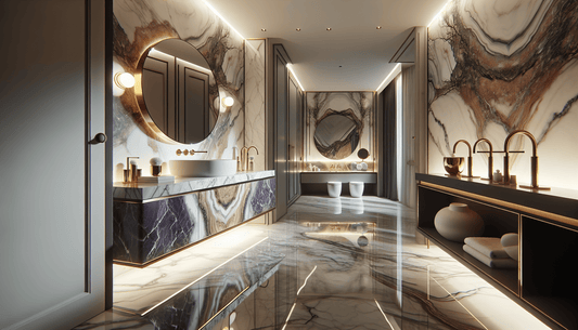 Elevate Bathrooms with Calacatta Viola Marble Vanities at Zicana - Z Boutique by Marble Couture