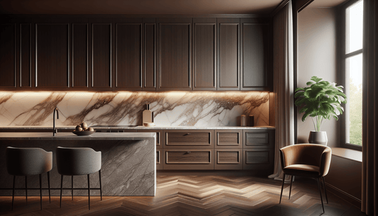 Elevate Brown Cabinets with Stunning Quartz Countertops for Timeless Design - Z Boutique by Marble Couture