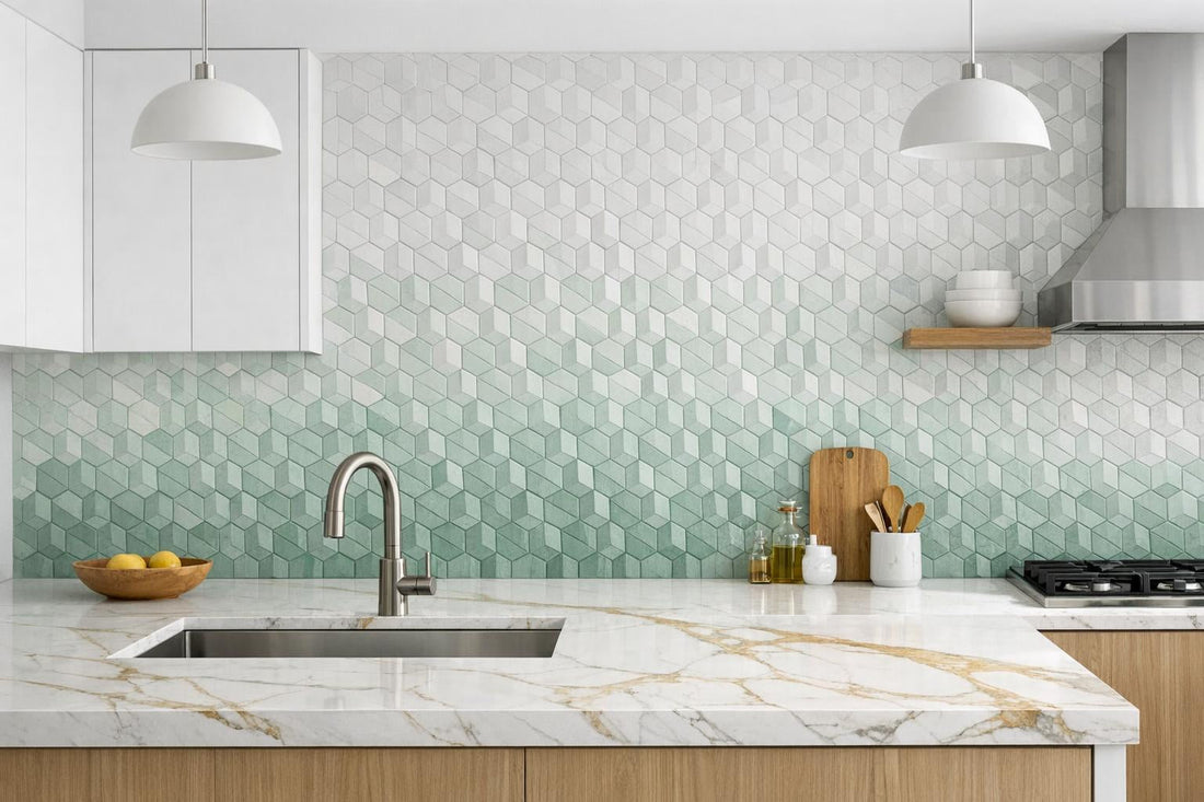 Elevate Design with Altura Ombre Mint Dimensional Marble Mosaics - Zicana Boutique