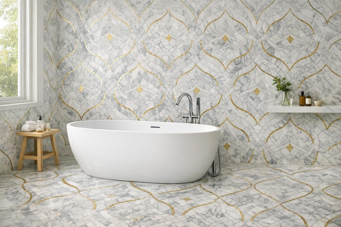 Elevate Design with Curvona Giogia Marble Waterjet Mosaic - Zicana Boutique