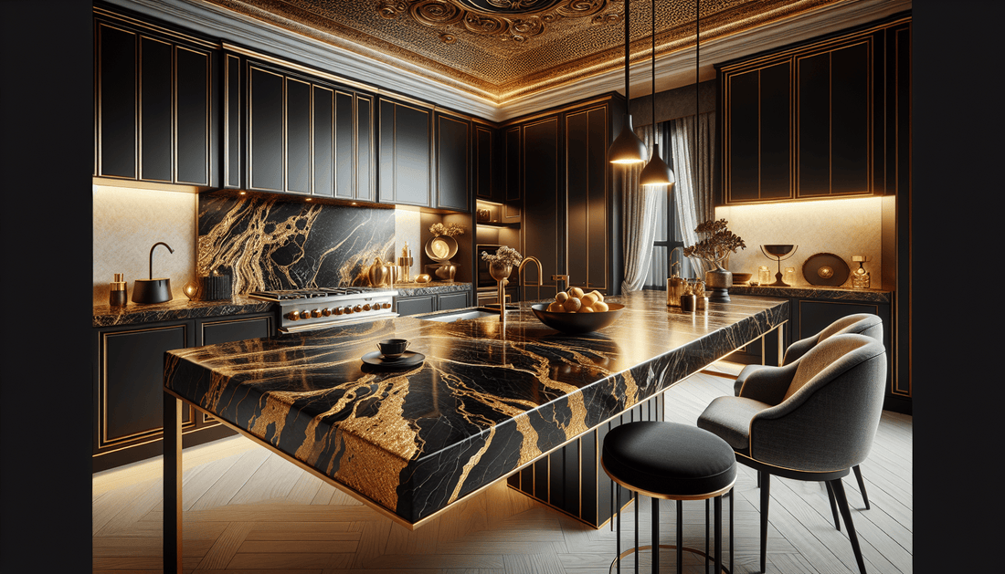 Elevate Interiors with Black and Gold Granite Countertops - Z Boutique by Marble Couture