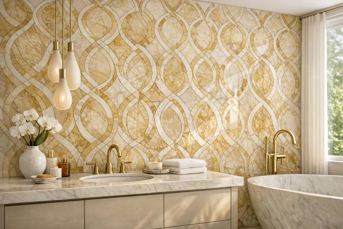 Elevate Interiors with Curvona Amiri Honey Marble Mosaic - Zicana Boutique